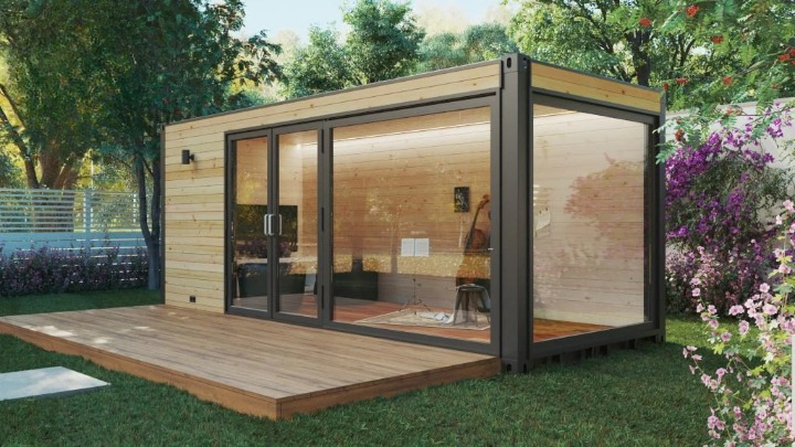 Studio container écologique 14 m² – Module habitable en bois