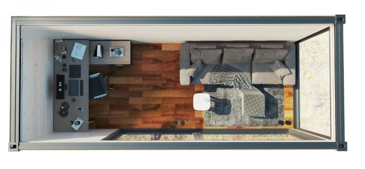 Studio container écologique 14 m² – Module habitable en bois