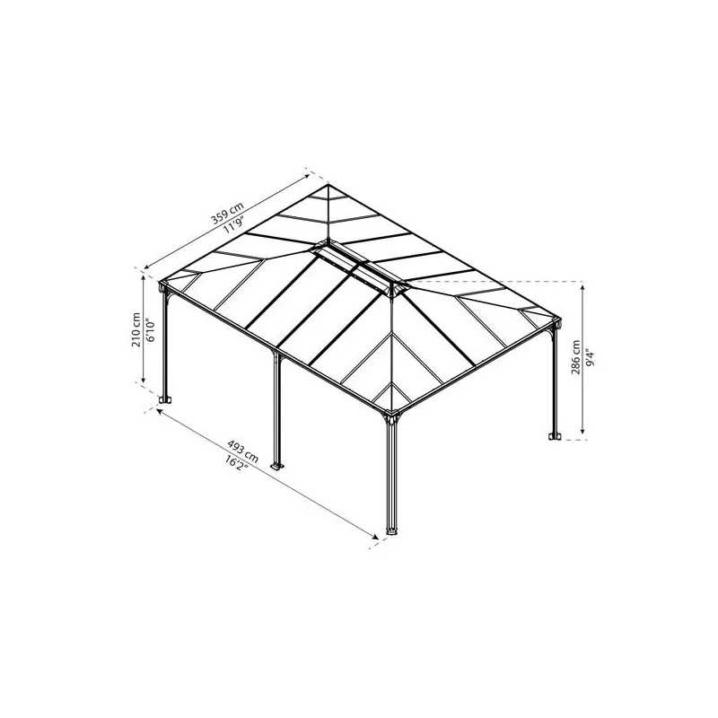 Tonnelle Alu – Toit Rigide 14.85 M2