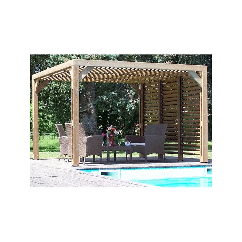 PERGOLA BOIS THERMO TRAITÉ 10,70 m2 KIT PAROIS VENTELLES